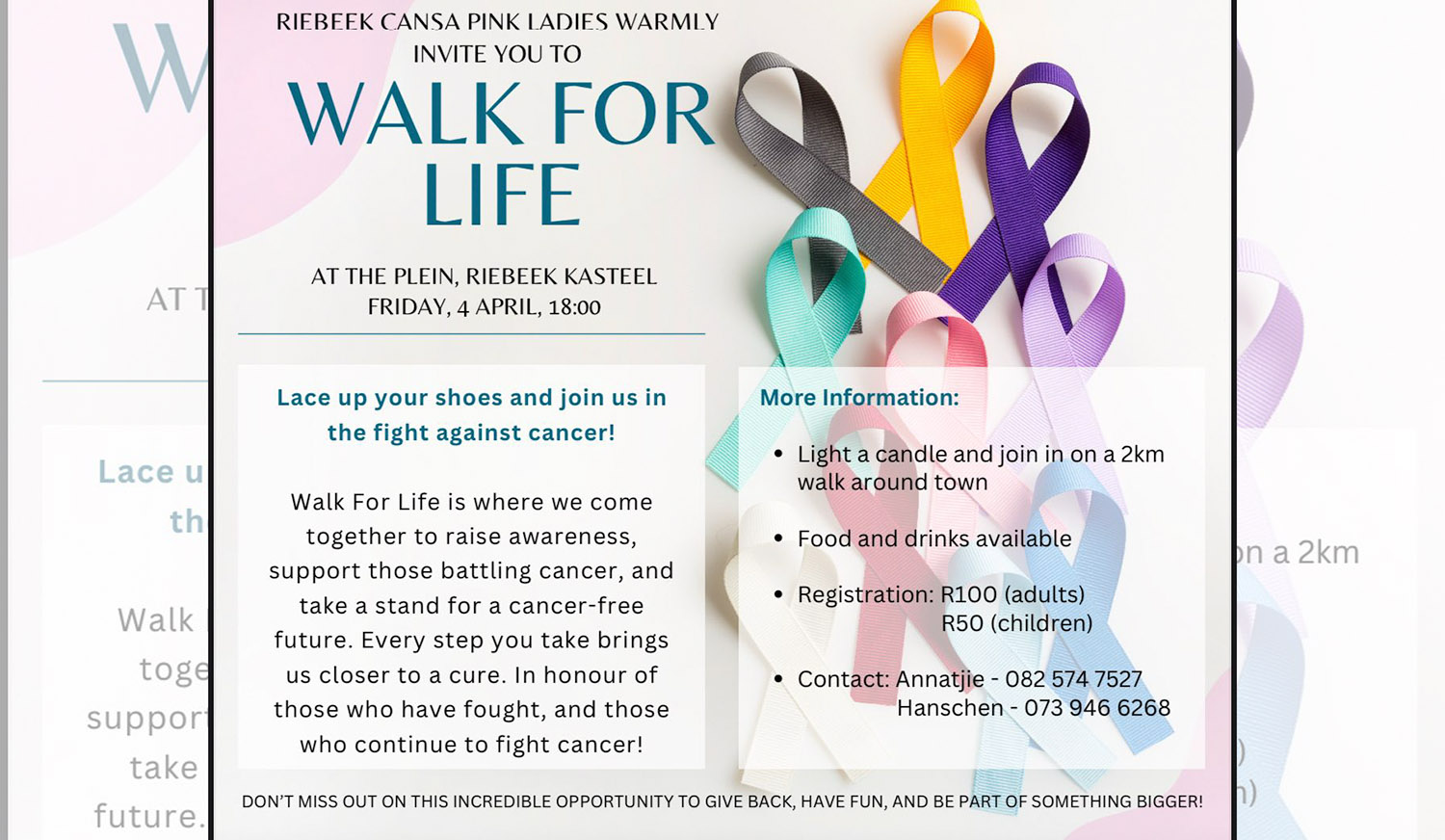 Walk for Life Riebeek Kasteel